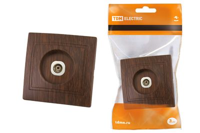 "Розетка телевизионная простая (0-2400МГц, ""мама"") ""ЭКО"" (бук) ""Таймыр"" TDM" SQ1814-0322