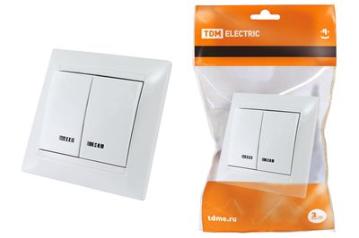 "Выключатель 2 кл. с подсветкой 10А белый ""Лама"" TDM" SQ1815-0005