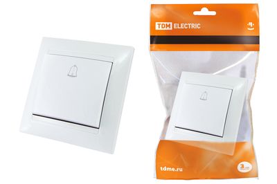 "Кнопка звонковая 6А белая ""Лама"" TDM" SQ1815-0008