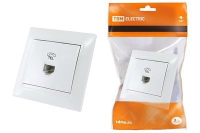 "Розетка телефонная RJ11 белая ""Лама"" TDM" SQ1815-0015