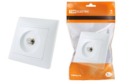 "Розетка SAT (F-разъем) 0-2400МГц белая ""Лама"" TDM" SQ1815-0021