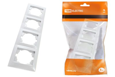 "Рамка 4-х постовая горизонтальная белая ""Лама"" TDM" SQ1815-0032