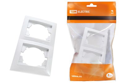 "Рамка 2-х постовая вертикальная белая ""Лама"" TDM" SQ1815-0033