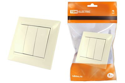 "Выключатель 3-х кл. 10А сл. кость ""Лама"" TDM" SQ1815-0103