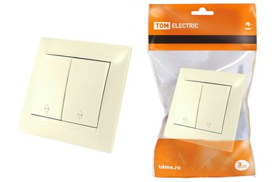 "Выключатель на 2 направления 2 кл. 10А сл. кость ""Лама"" TDM" SQ1815-0107