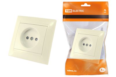 "Розетка 2П 10А 250В с защ. шт. сл. кость ""Лама"" TDM" SQ1815-0110