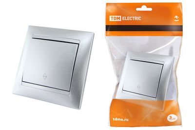 "Выключатель на 2 направления 1 кл. 10А серебр. металлик ""Лама"" TDM" SQ1815-0206