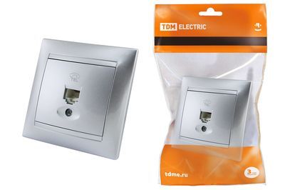 "Розетка телефонная RJ11 серебр. металлик ""Лама"" TDM" SQ1815-0215