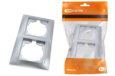 "Рамка 2-х постовая вертикальная серебр. металлик ""Лама"" TDM" SQ1815-0233