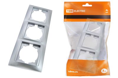 "Рамка 3-х постовая вертикальная серебр. металлик ""Лама"" TDM" SQ1815-0234