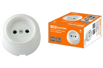 Розетка фарфоровая 2П 10А 250В белая «Болонь» TDM SQ1820-0004