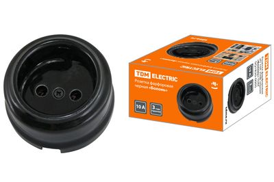 Розетка фарфоровая 2П 10А 250В черная «Болонь» TDM  SQ1820-0005