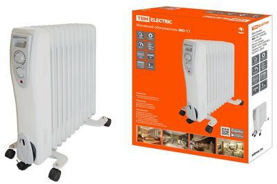 Масляный обогреватель МО-11, 2500 Вт, 11 секций, регул. мощн. (850/1650/2500 Вт), термостат, TDM SQ2501-0903