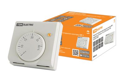 Термостат механический открытого монтажа НТ-1, индикатор, вкл/выкл, 10 А, 230 В, белый, TDM SQ2503-0009