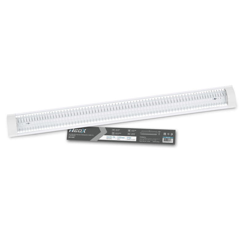 Светильник под светодиодную лампу SPO-405R 2xLED-Т8-1200 с решеткой G13 1200мм IP40 NEOX